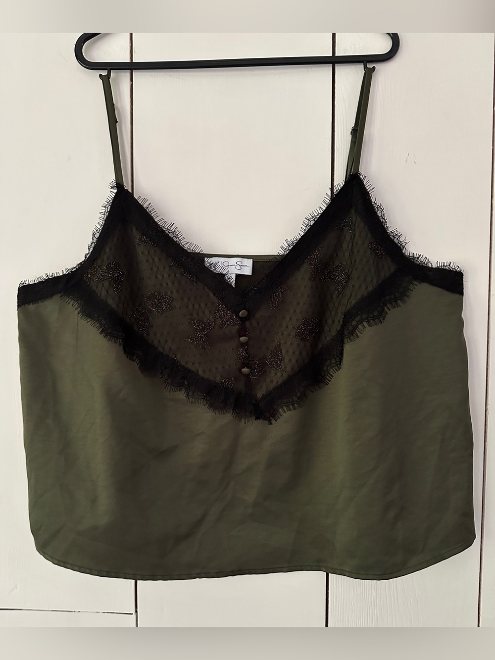 Jessica Simpson Women's XL Lace Green Cami Top Whimsygoth Dark Fairy Y2K